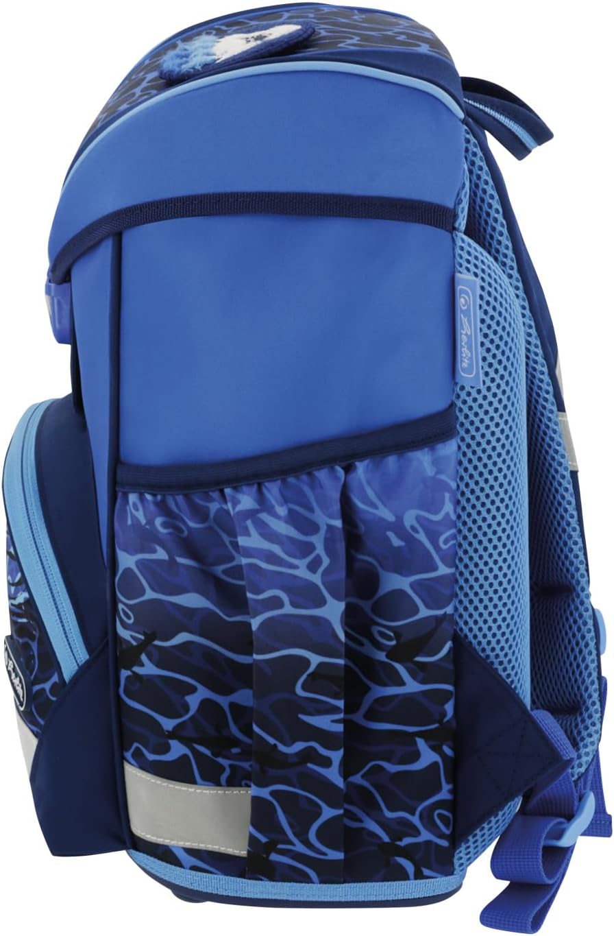Herlitz Schulranzen UltraLight Plus, Blue Shark, befüllt, 1 Stück