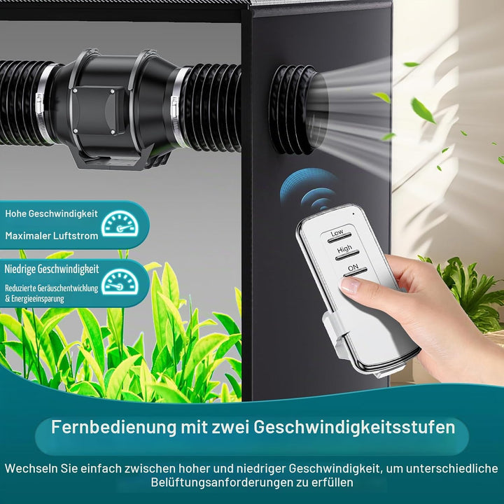 HG Power 75 mm Rohrventilator 2-Stufen Steuerung, Inline Rohrlüfter 220 m³/h, Abluftventilator mit E