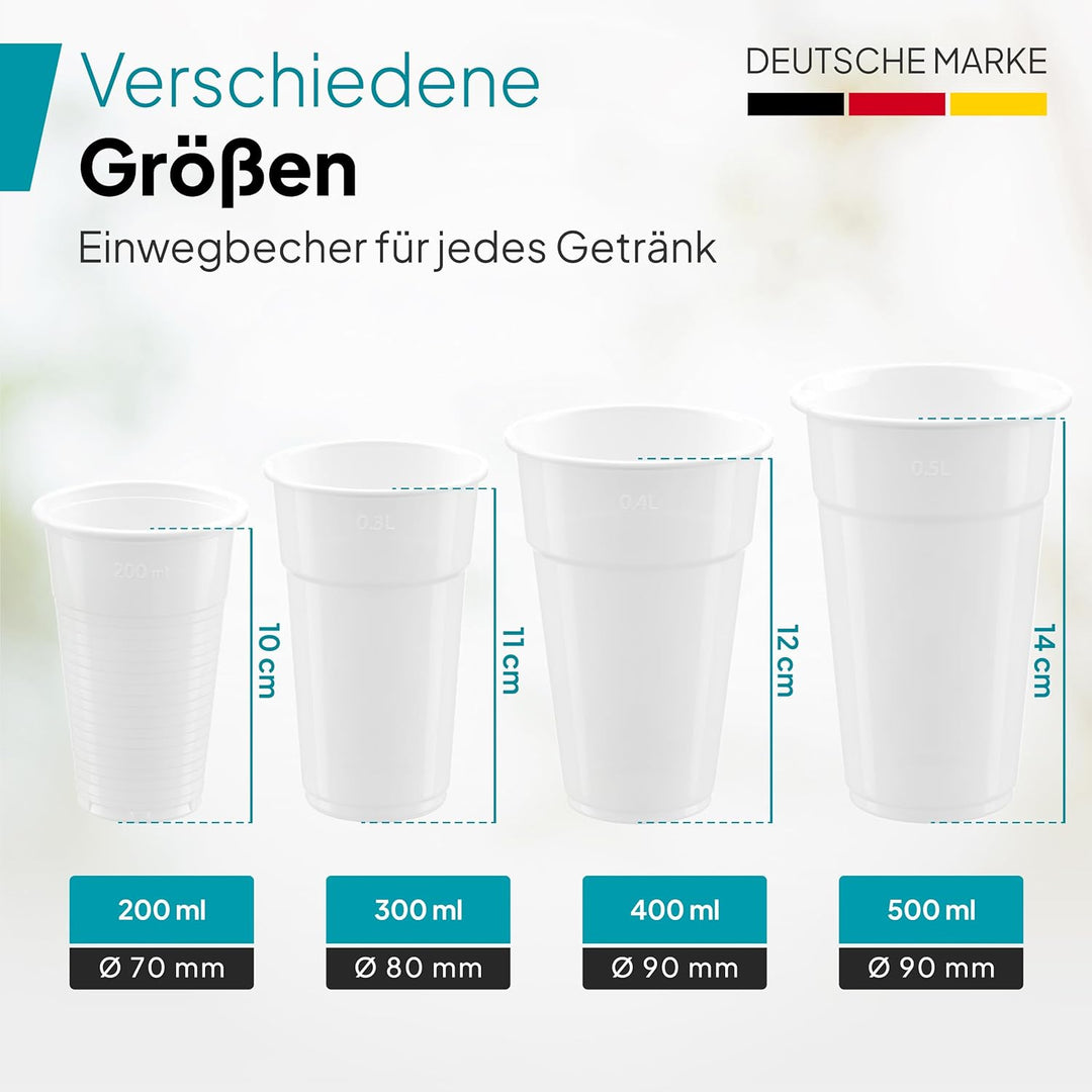 3000 Stück Commerline Plastikbecher 0,2L Trinkbecher | Einweg Plastik Becher Einwegbecher Partybeche