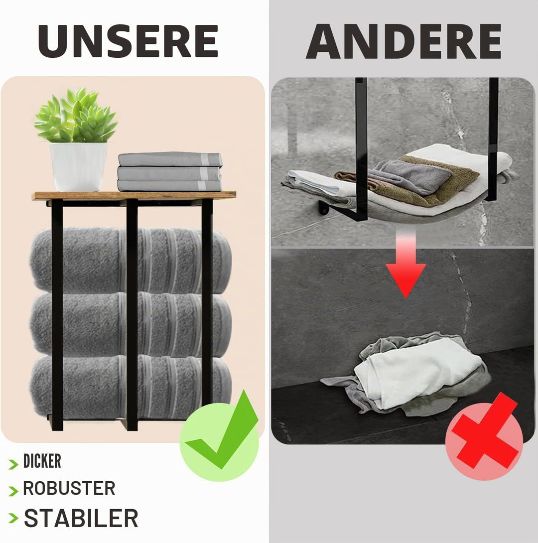 Handtuchhalter zur Wandmontage mit Regal, Badezimmer-Handtuchaufbewahrung für gerollte Handtücher, P
