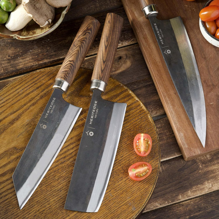 HERITEDGE Long Classic | Profi Chefmesser 20,8cm | Carbonstahl 60-61 HRC | Handgeschmiedet Vietnam |