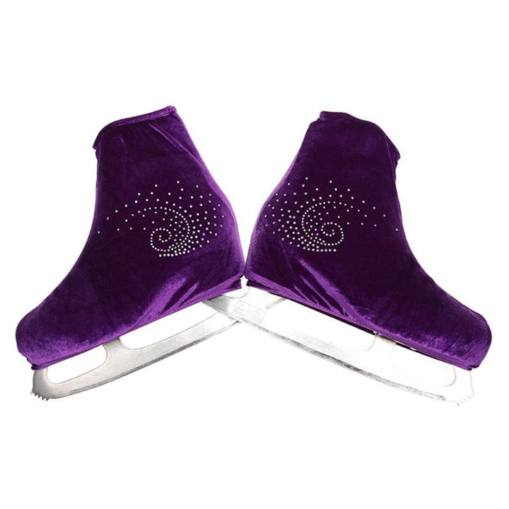 1 Paar Unisex Samt-Skates Cover,Eiskunstlauf Schuhüberzieher mit Strass Überziehsocke reissfester &amp;