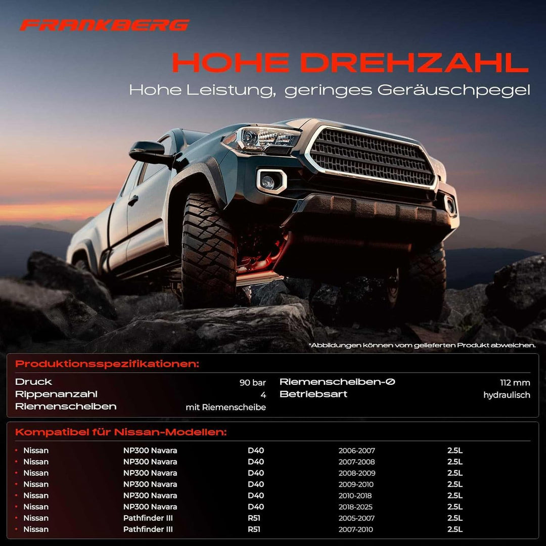 Frankberg Servopumpe Hydraulikpumpe Lenkung Kompatibel mit NP300 Navara D40 2.5L 2006-2019 Pathfinde