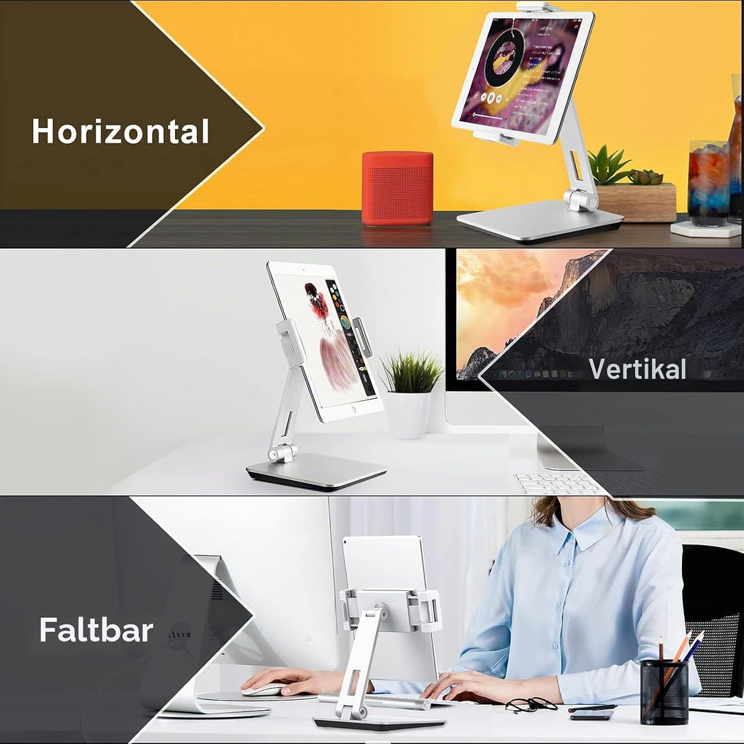 SHUOSUO Tablet Ständer Verstellbar & Faltbar, Schwerer Aluminium Tablet Halterung Halter Tisch, komp