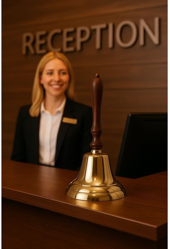 ACL Traditionelle Holzgriff Messingglocke | Last Order Bell mit Metallklöppel | Ideal für Hotel, Emp