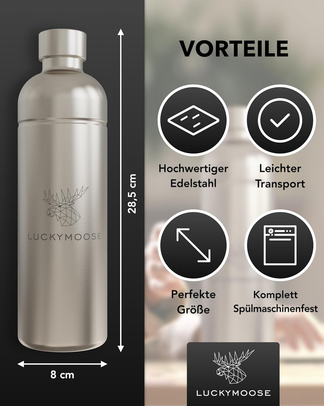 Luckymoose® 2er-Set Flasche für Aarke Carbonator 3, Philips GoZero & Brita sodaOne Wassersprudler -