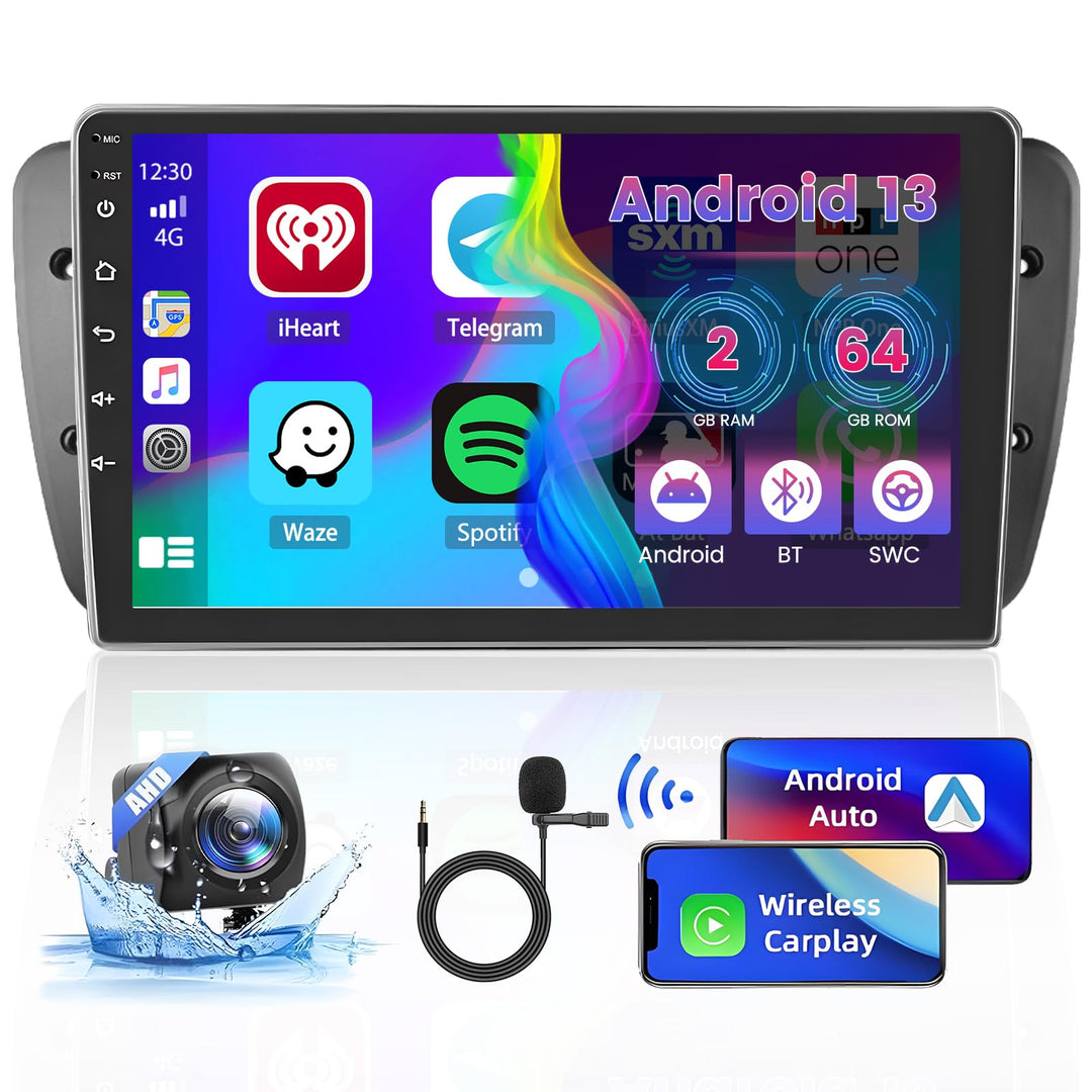 Hikity 2GB+64GB Android 15 Autoradio für Seat Ibiza 6J 2009-2013 Radio Wireless CarPlay Android Auto