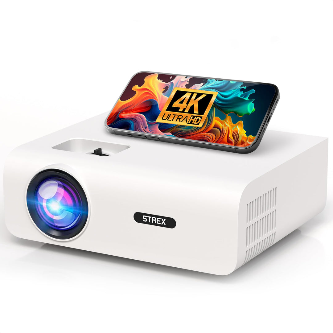 Strex Beamer - 1080P Full HD - 15000 Lumen - Drahtloses Streaming - WiFi - Bluetooth - Mini Beamer -