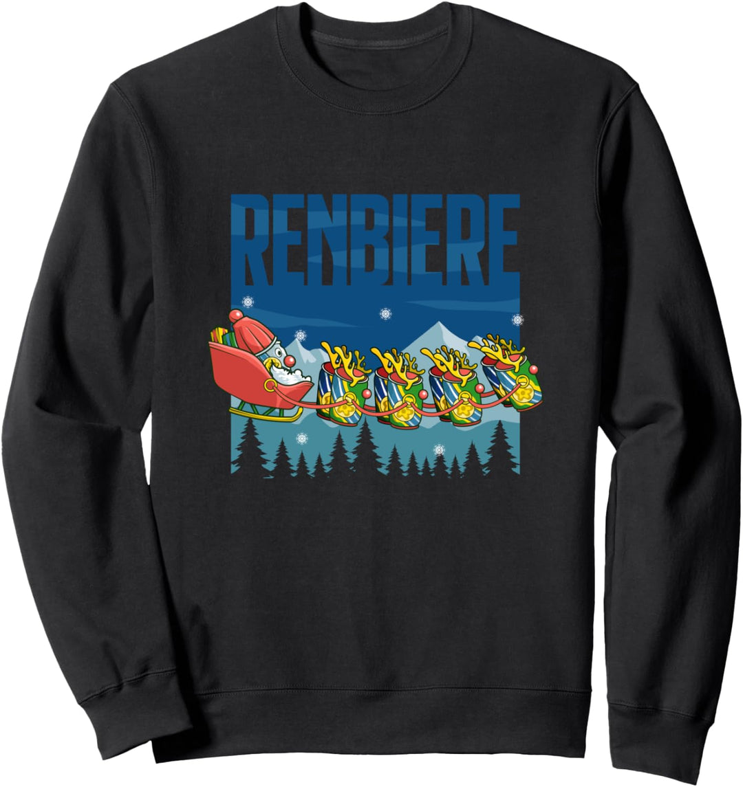 Lustig Weihnachten Bier Biertrinker Feiertage Renbiere Sweatshirt