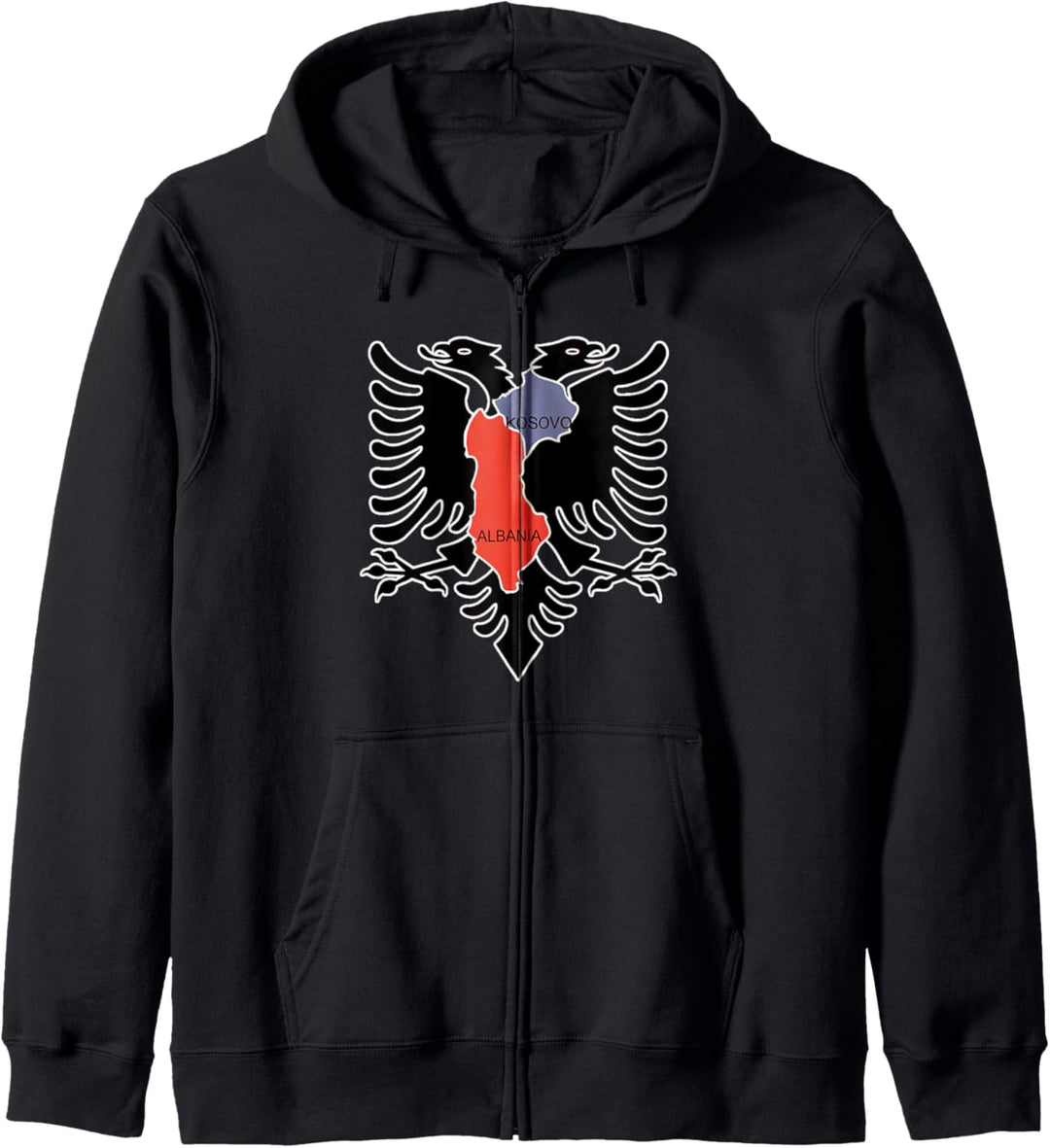 Albania and Kosovo Country Outline with Eagle Emblem Kapuzenjacke