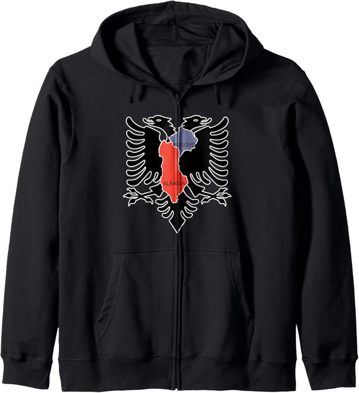 Albania and Kosovo Country Outline with Eagle Emblem Kapuzenjacke