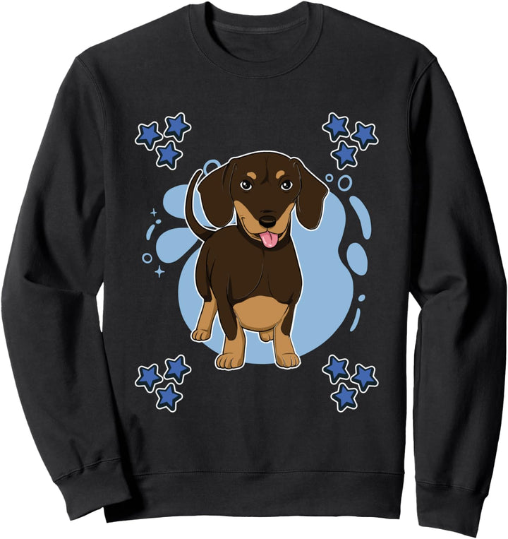 Herren Dackel Zeichnung Sterne Jungen Dackel Sweatshirt