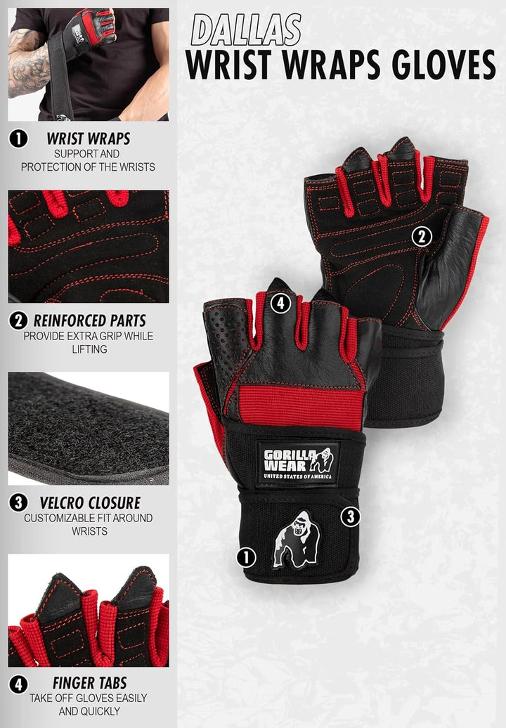 Wrist Wrap Gloves - Dallas - Schwarz/Blau, 3XL