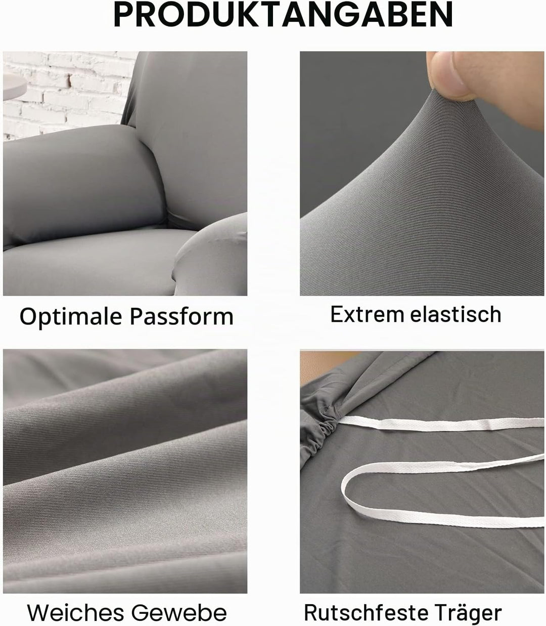 Jaotto Sofabezug 1 Sitzer Elastischer Stretch Spandex Sofa Überwürfe Sofahusse Antirutsch Waschbar S