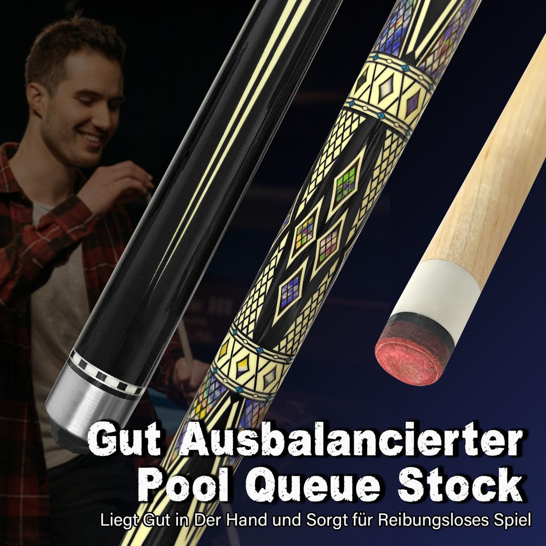 Pool Cue Stick Billard Queue,58“ Pool-Billardqueue BillardStock 12,5 mm Lederspitze Cue Sticks for P