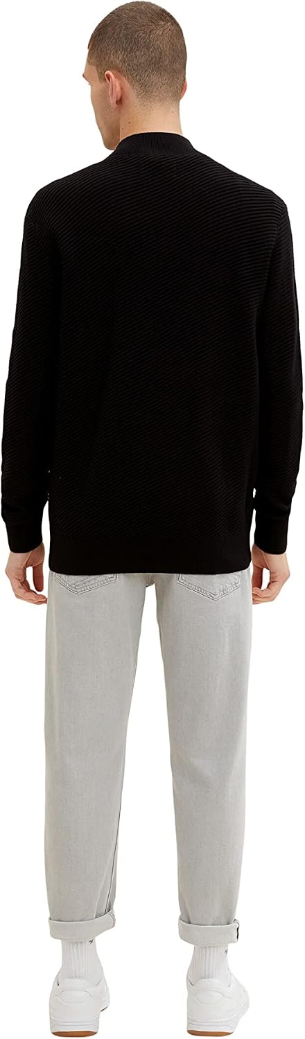 TOM TAILOR Denim Herren Strickjacke mit Stehkragen S 10903 - Anthracite Gray, S 10903 - Anthracite G