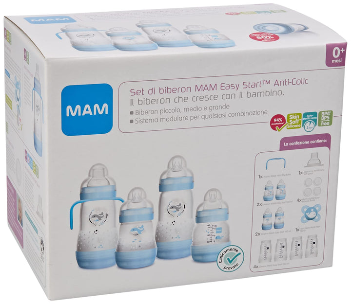 Mam Easy Start Anti-Colic Babyflasche, 8 Flaschen in den Formaten 130 ml, 160 ml und 260 ml, 1 Start
