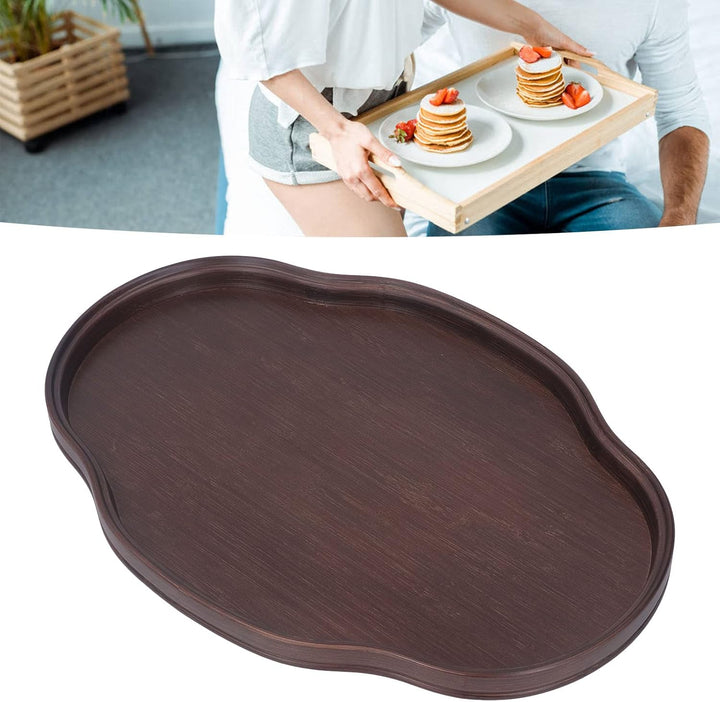 Strukturiertes Teetablett, Elegante Walnussfarbe, multifunktionales Couchtischtablett für den Gästee