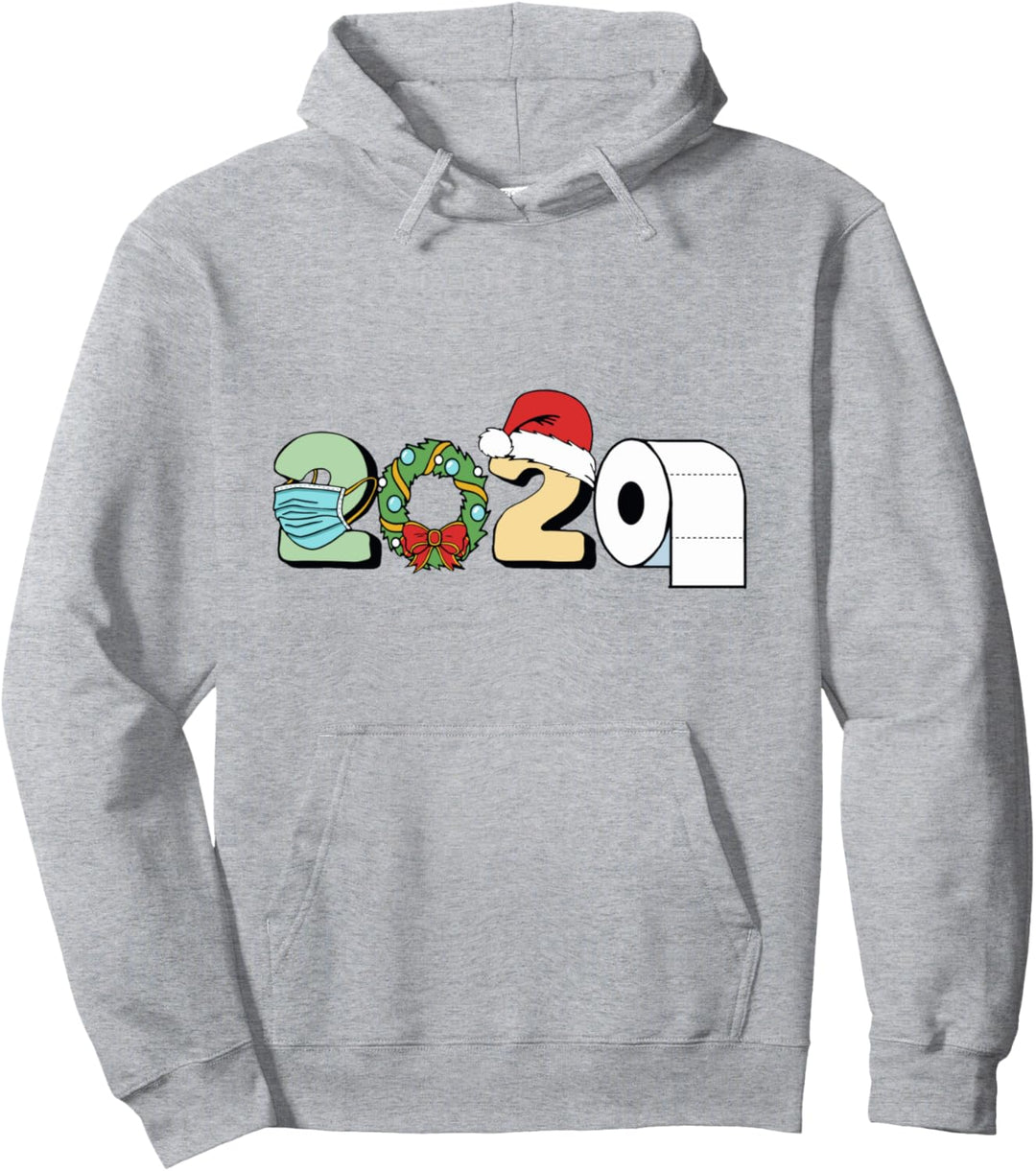 Funny Merry Christmas 2020! - Mask, Toilet Paper & Santa Hat Pullover Hoodie
