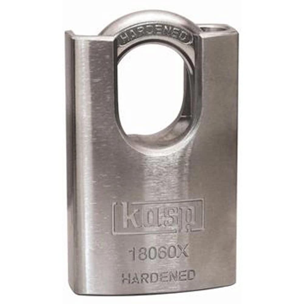 Kasp Stahlschloss, 60 mm mit Bügelschutz, K18060XD, Silber, Closed Shackle, closed shackle