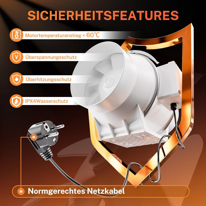 YJHome 150mm Inline Rohrventilator mit Drehzahlregler, 540m³/h Rohrlüfter Rauchabsaugung Regelbar mi