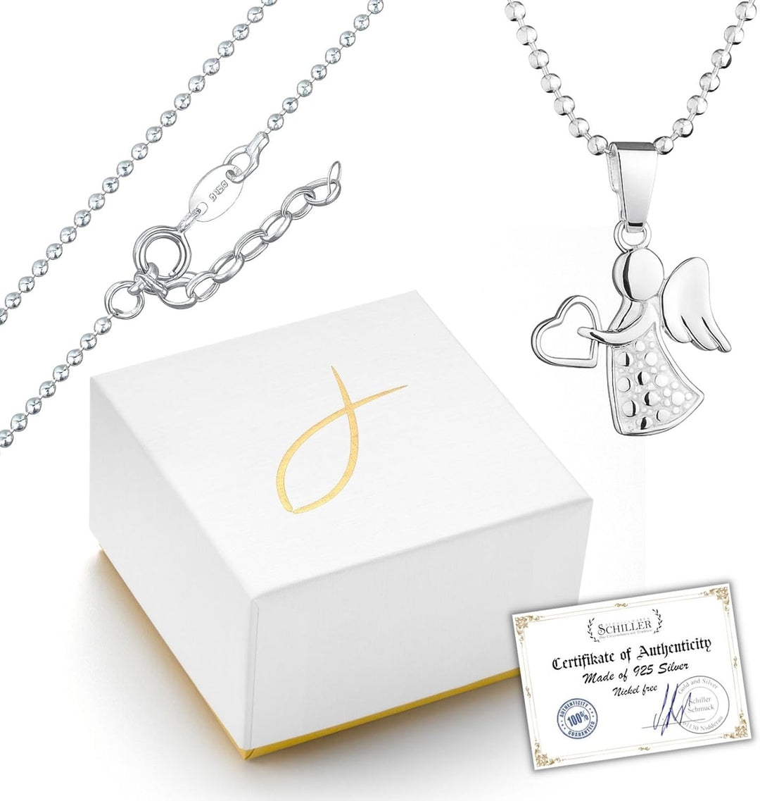 fish Mädchen Silber-Kette 925 Engel-Anhänger mit Schmuck-Etui, Geschenk-Idee 40.0 Zentimeter, 40.0 Z