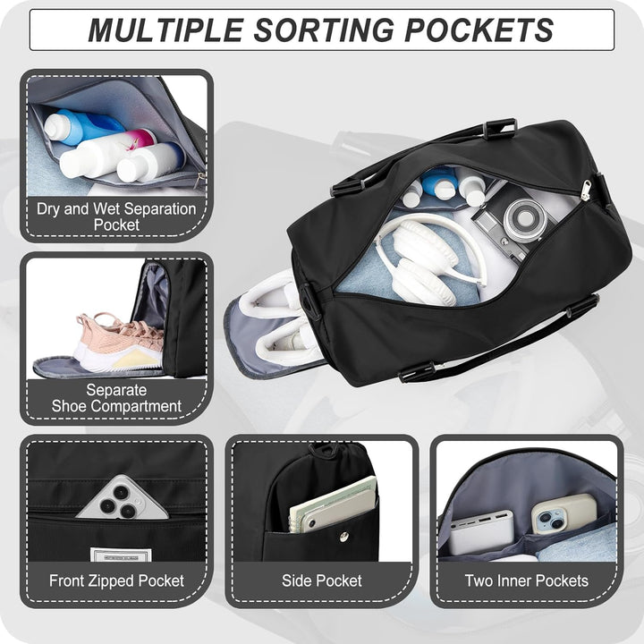 HYC00 Sport Duffel Bag Damen Handgepäck Sporttasche für Damen Herren mit Nassfach &amp; Schuhfach, Reise