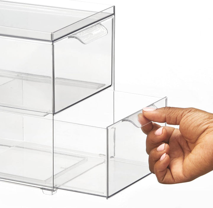 mDesign Kosmetikorganizer – stapelbare Schubladenbox aus Kunststoff mit 2 Schubladen – praktische Bo