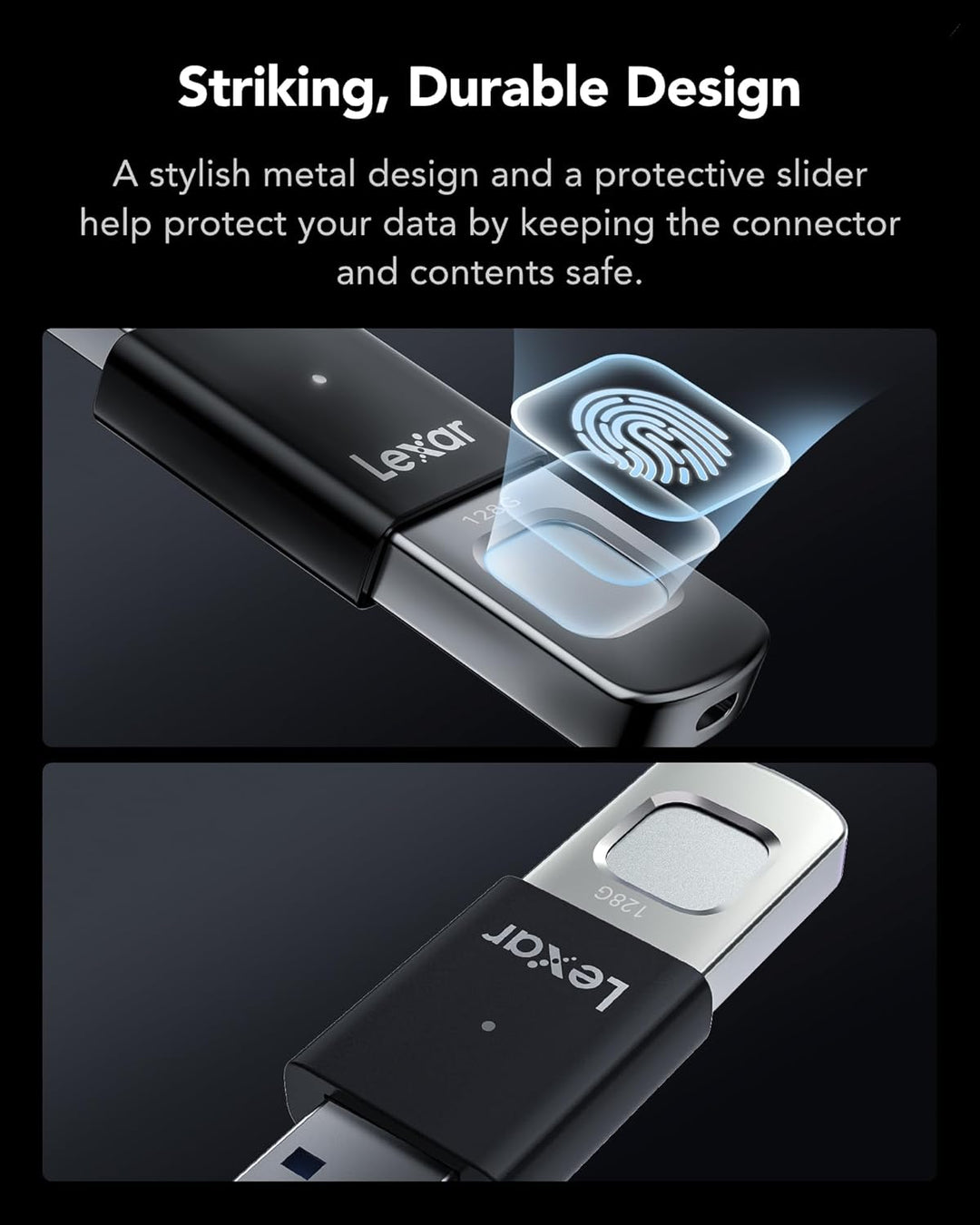 Lexar JumpDrive Fingerprint F35 PRO 128 GB USB 3.0-Flash-Laufwerk, bis zu 400 MB/s Lesen/300 MB/s Sc