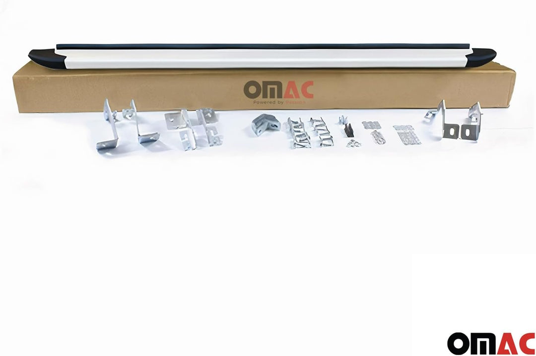 OMAC Seitenschweller Trittbretter Schweller kompatibel mit Land Rover Discovery 2005-2009 Silber Alu
