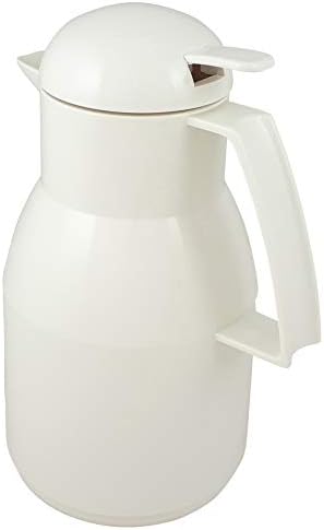 Helios Top Push Thermoskanne Weiss 1L – 6h Heiss - Hält Getränke heiss &amp; kalt – Einhandbedienung – E