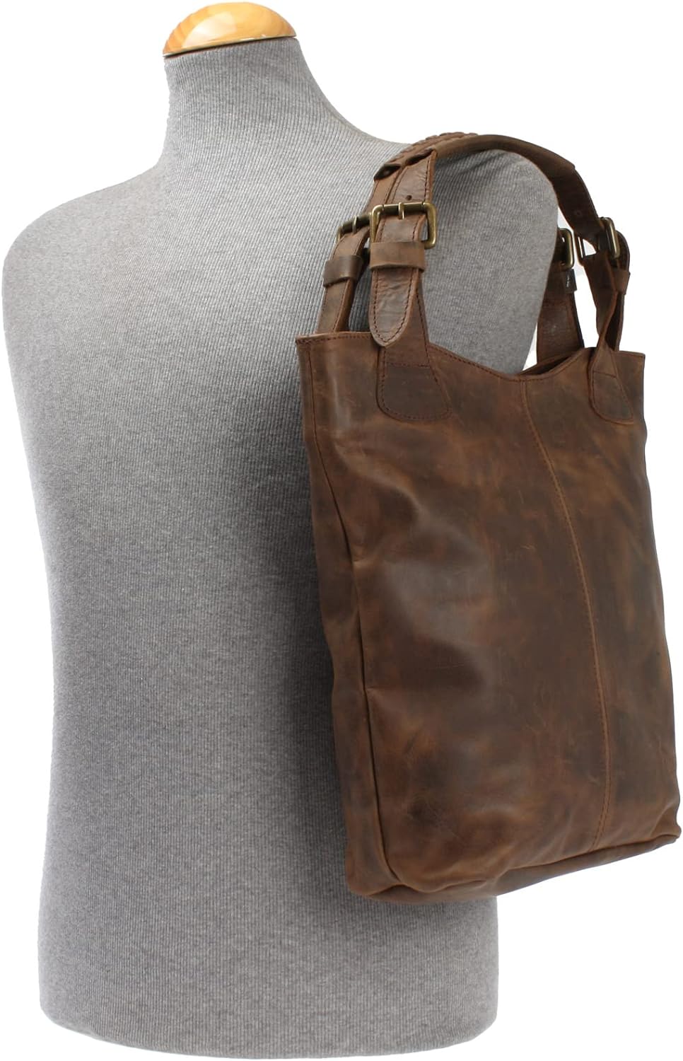 LECONI Henkeltasche Echt-Leder Vintage-Look Damentasche Handtasche für Damen Shopper für Freizeit, B