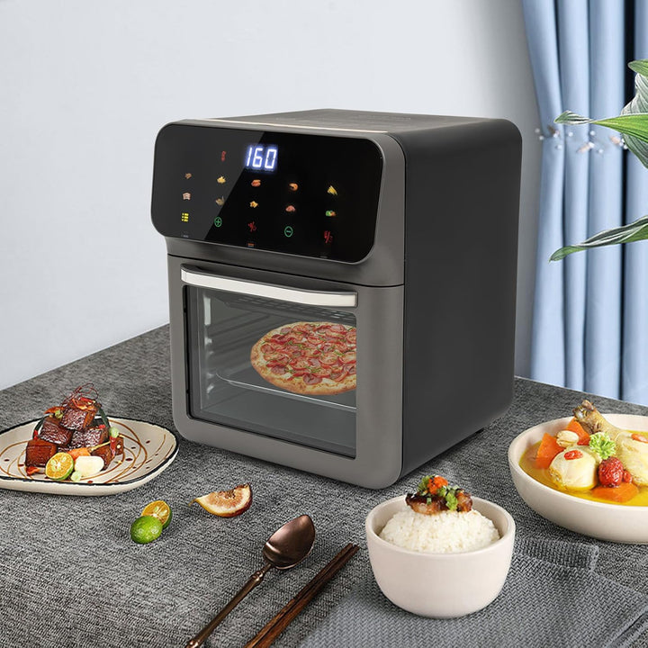 Mini Backofen 13 L, Elektrobackofen LCD-Touchscreen Minibackofen, Visuelle Funktion Backofen, mit 15