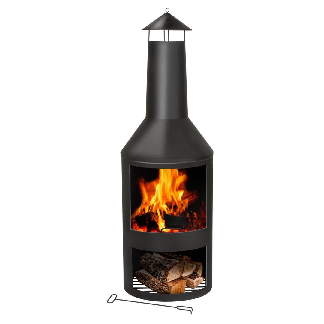 BBQ Collection Terrassenofen mit Schornstein - Feuerstelle 44,5 x 44,5 x 134 cm - Gartenkamin für Br