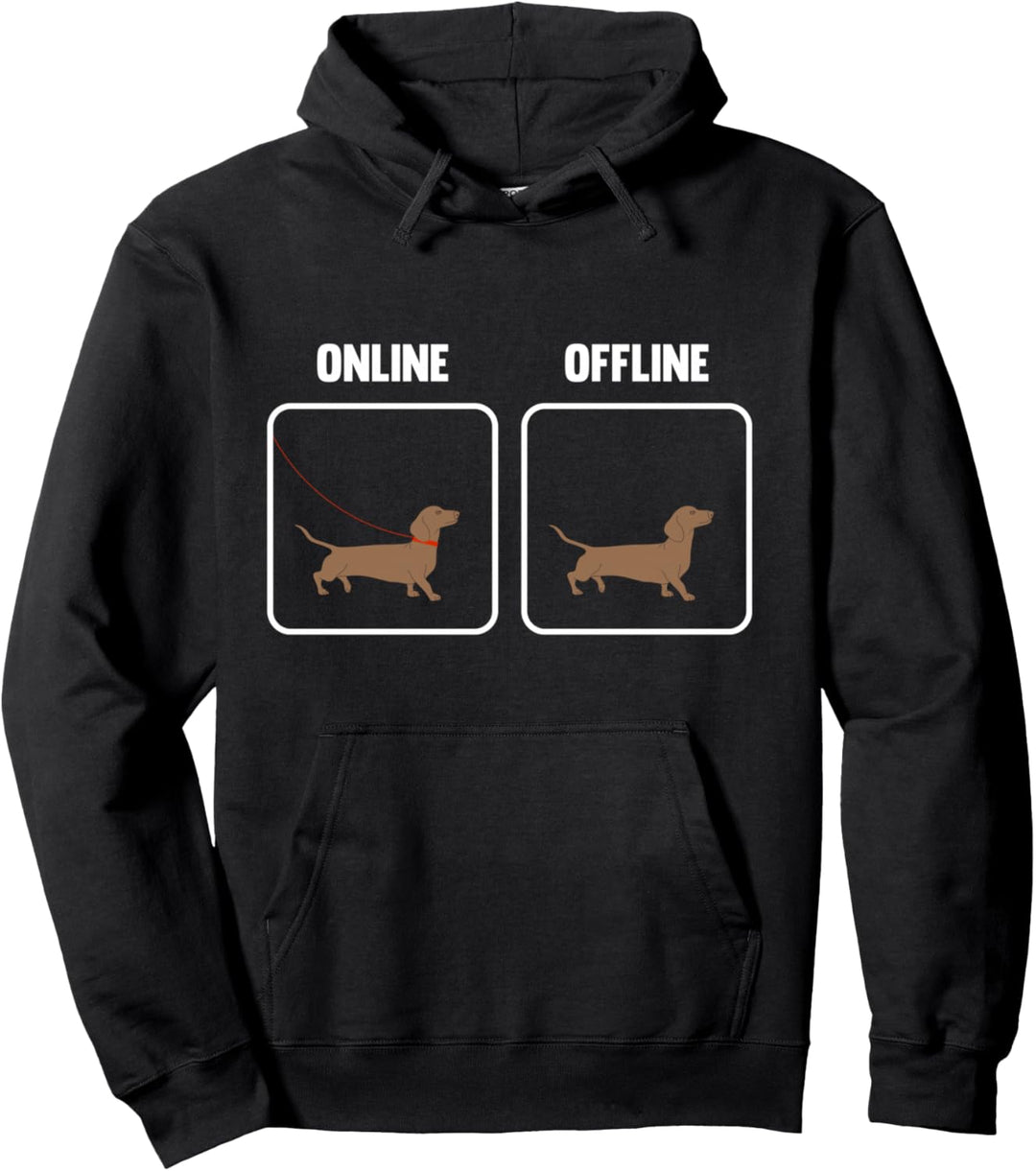 Dog Owner Online Offline Dackel Doggy Dog Lover Pullover Hoodie