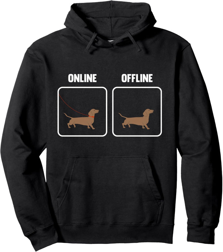 Dog Owner Online Offline Dackel Doggy Dog Lover Pullover Hoodie