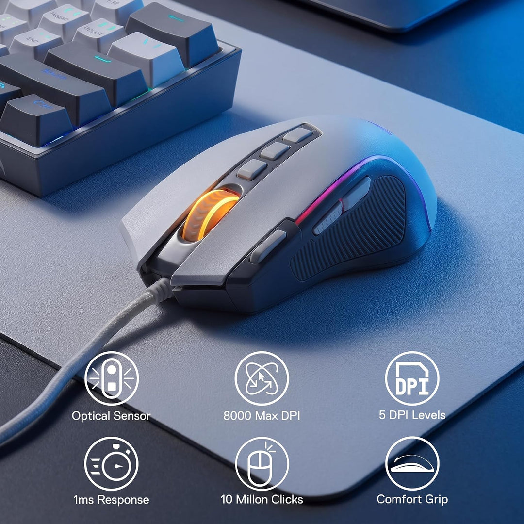Redragon CB201 Gaming-Tastaturen &amp; -Mäuse Combos Kabel K617 M612 Weiss | kabelgebundenes Gaming Set