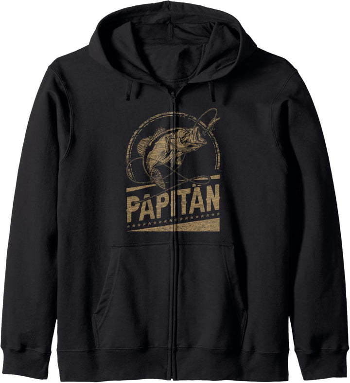 Papitän, Papa Angler, Papa Fischer Vintage-Look Kapuzenjacke
