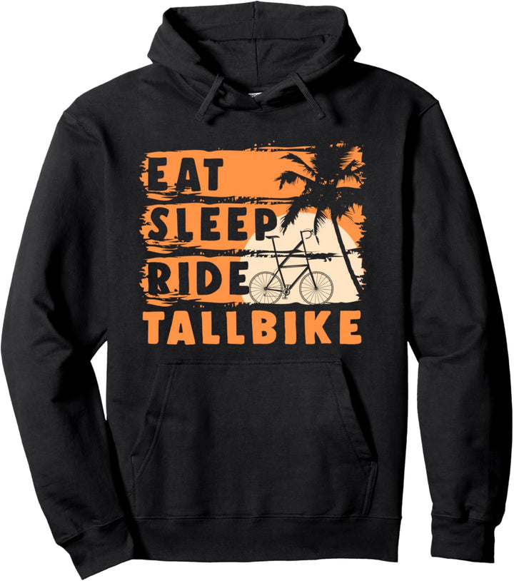 Tallbike Hochrad Sonne Palme Abenteuer Radsport Geschenk Pullover Hoodie