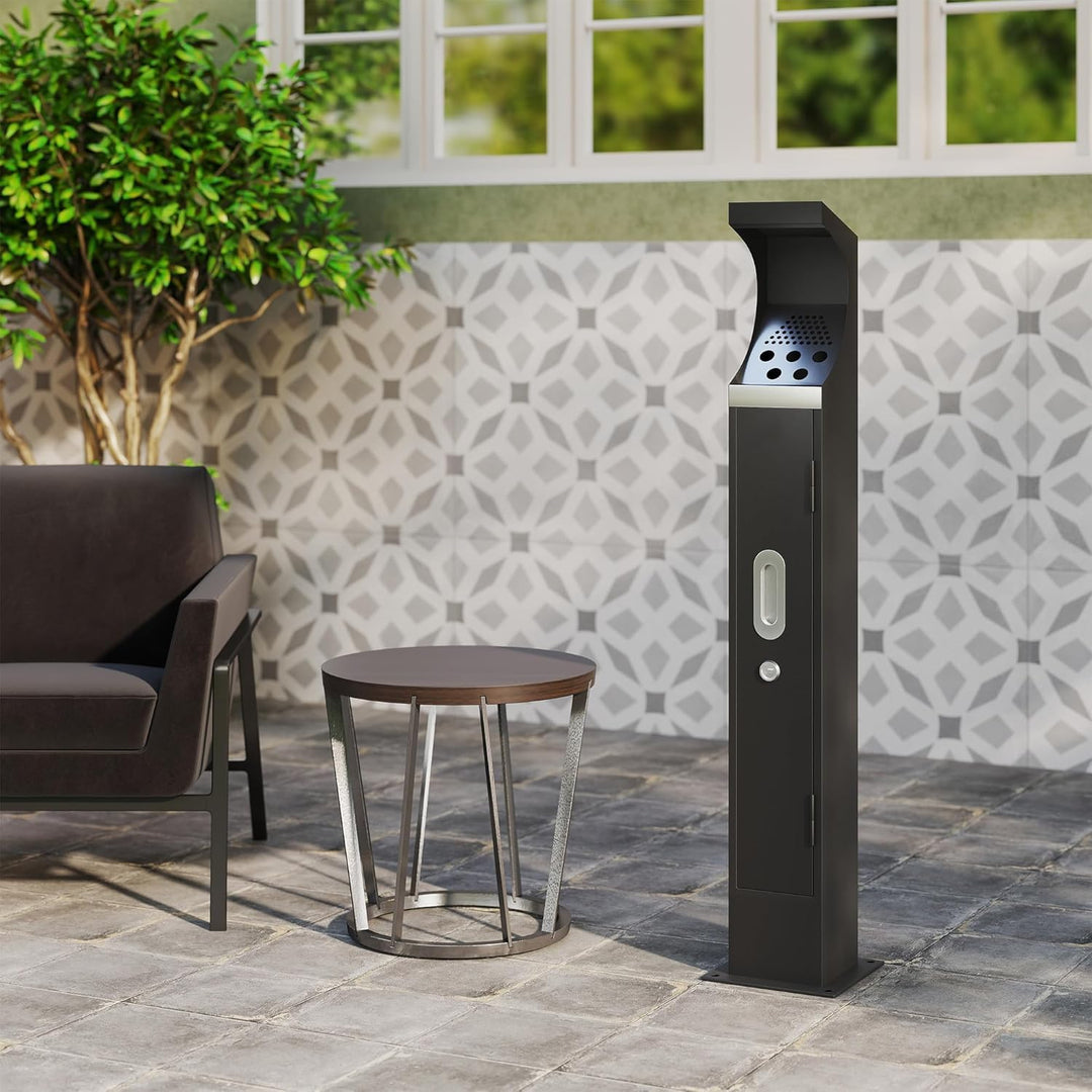 Gewerbe Stahl Papierkorb Outdoor, wasserdicht stehender Mülleimer mit abnehmbarem Inneneimer, grosse