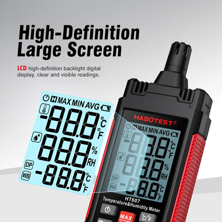 Habotest Temperatur- und Luftfeuchtigkeitsmesser HT607