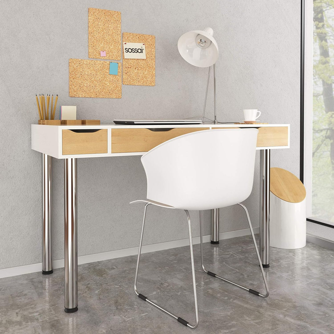 sossai® Premium Tischbeine TBCH | höhenverstellbar | Design: Chrom | 4 Stück | Höhe: 82 cm (820 mm)