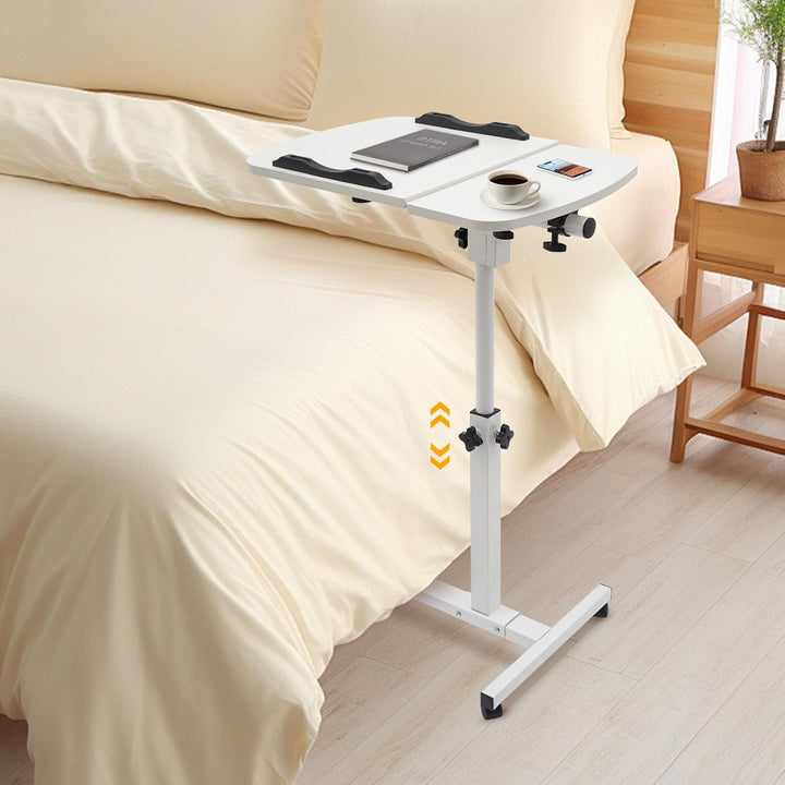 DDZcozy Computertisch Höhenverstellbar Laptoptisch mit Rollen Weiss Schreibtisch Beistelltisch für W