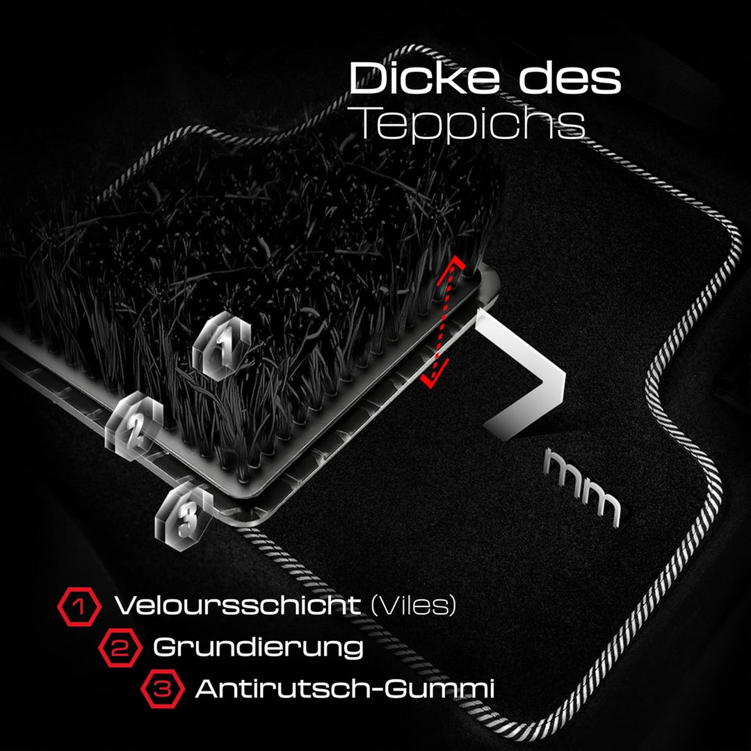 MOTOS Standard Velours-Fussmatten passend für Audi A3 8L 1996-2003 - Standard, Gewebt, Schwarz fussm