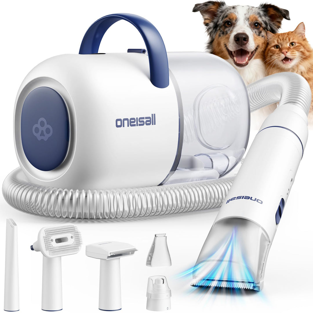 oneisall Hundeschermaschine mit Staubsauger, Super Saugkraft mit 15000 Pa Saugt 99.99% der Tierhaare