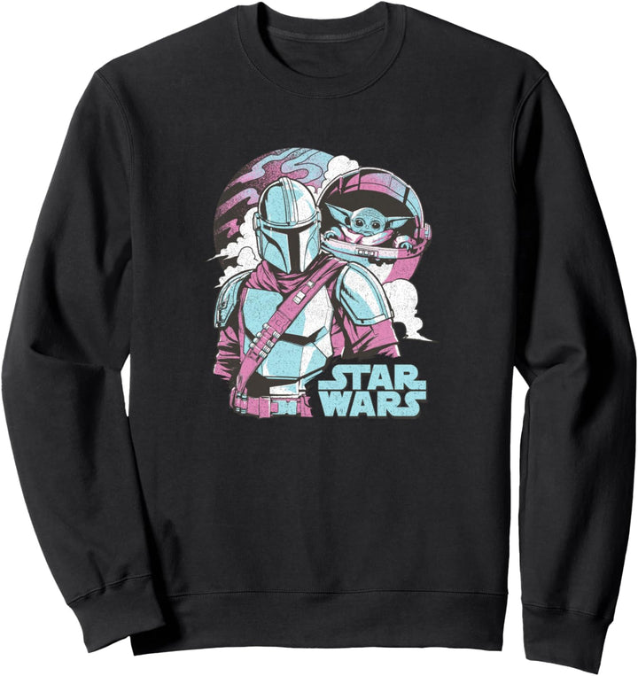 Star Wars Mandalorian &amp; The Child Pastel Planet Logo Sweatshirt