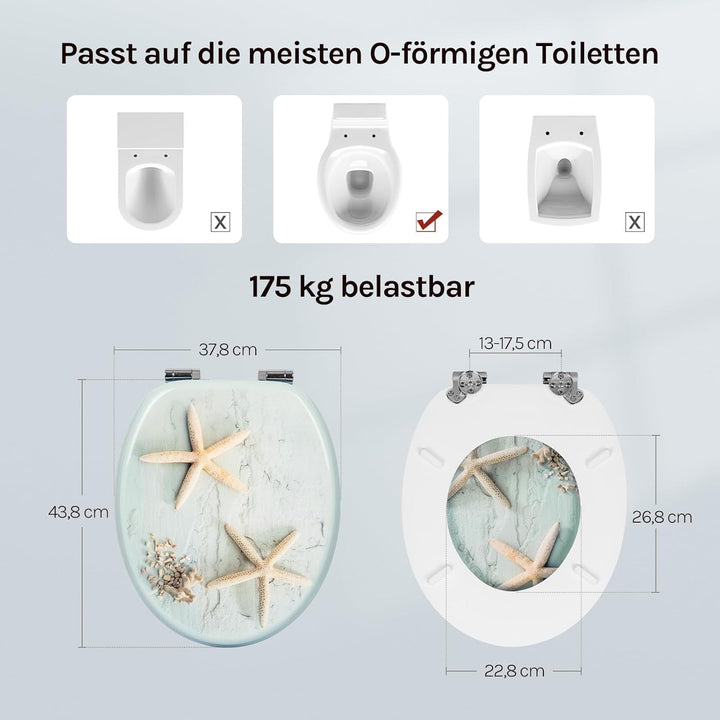 WOLTU #2 Premium WC-Sitz Toilettensitz mit Absenkautomatik, MDF Holzkern, Softclose Scharnier, Antib