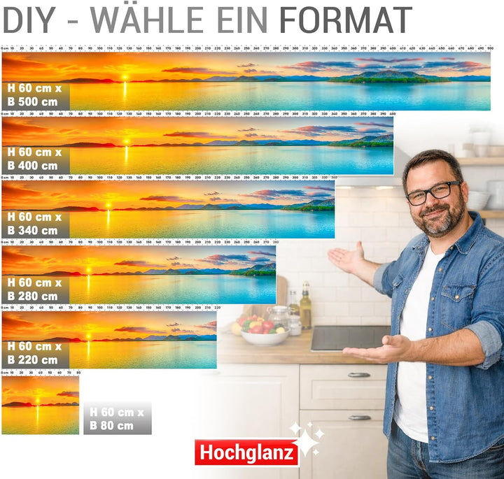 StickerProfis Küchenrückwand selbstklebend Glasoptik - Sundowner - 1.8mm, Versteift, alle Untergründ
