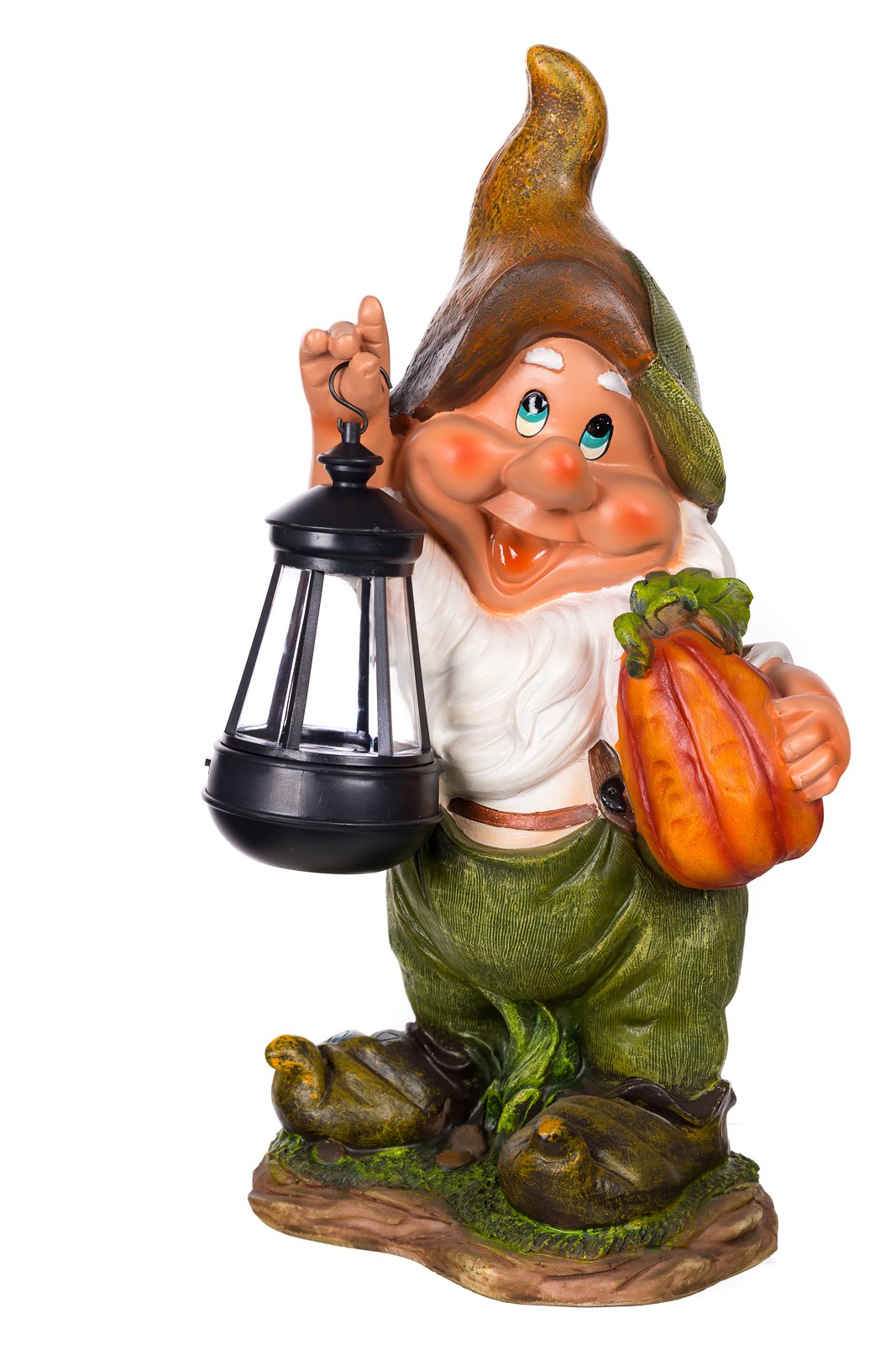 Birendy Figur Zwerg Gartenzwerg Gartenwichtel mit LED Solarlampe NF11021-1D Gross Deko Zwerg, Garten