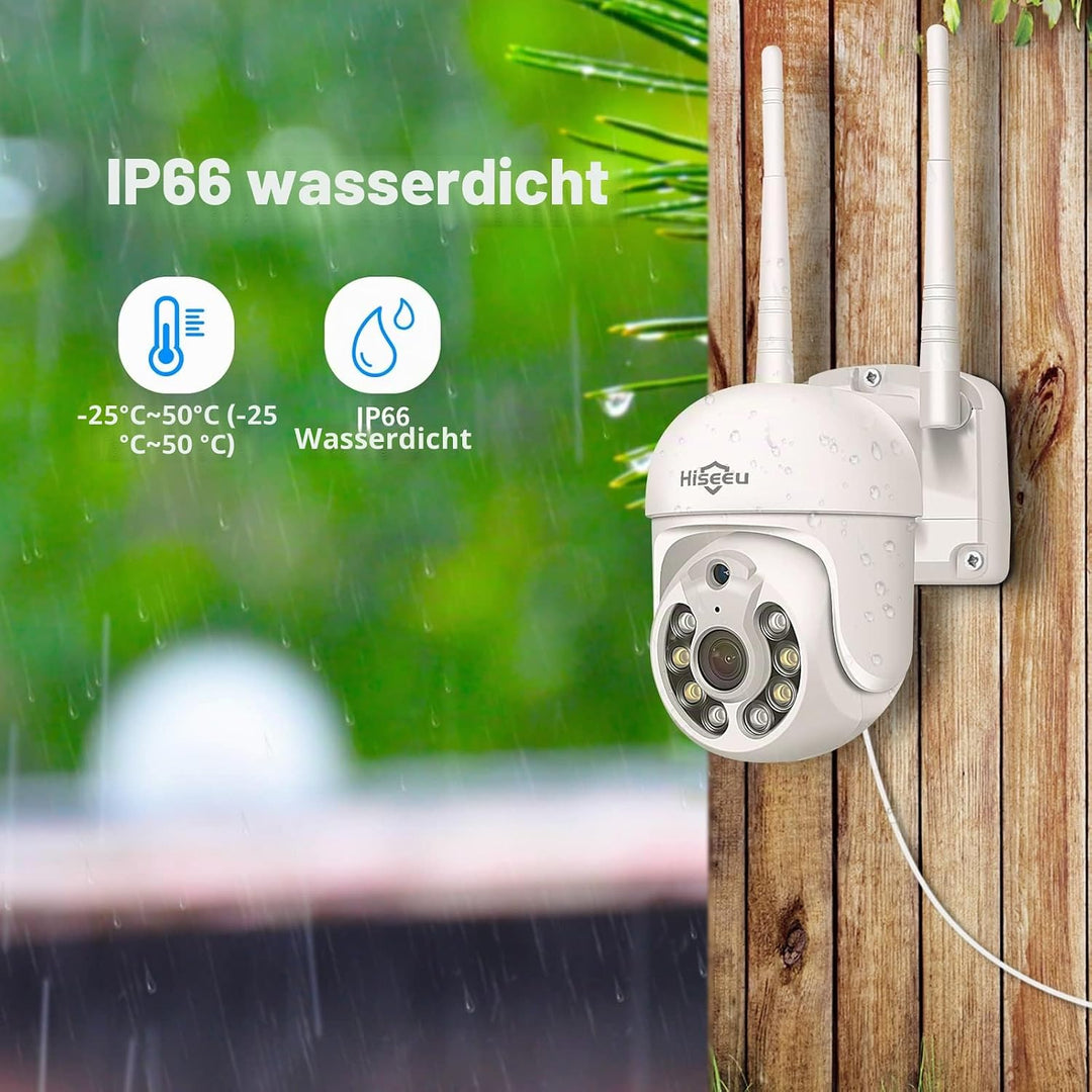 Hiseeu [5MP+1TB] WLAN Überwachungskamera Set Aussen mit 10CH Wireless NVR,4x5MP PTZ Kabellose Kamera